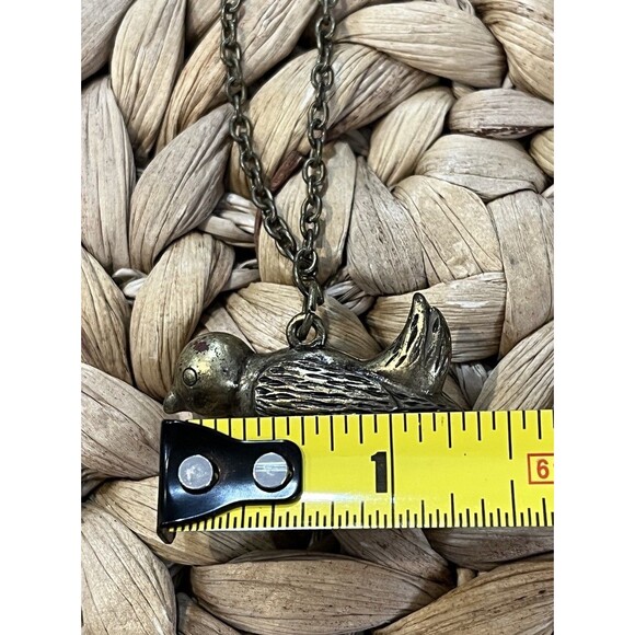 Vintage Style Antique Gold & Silver Bird Pendant Necklace 28in Bird Lovers - Picture 5 of 7